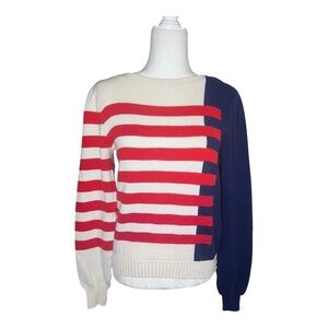 Vintage Red, White, & Blue Knit Cardigan Cotton M